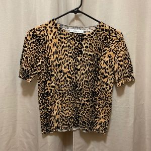 90s y2k Zara Leopard Cheetah  Knit Crop Top